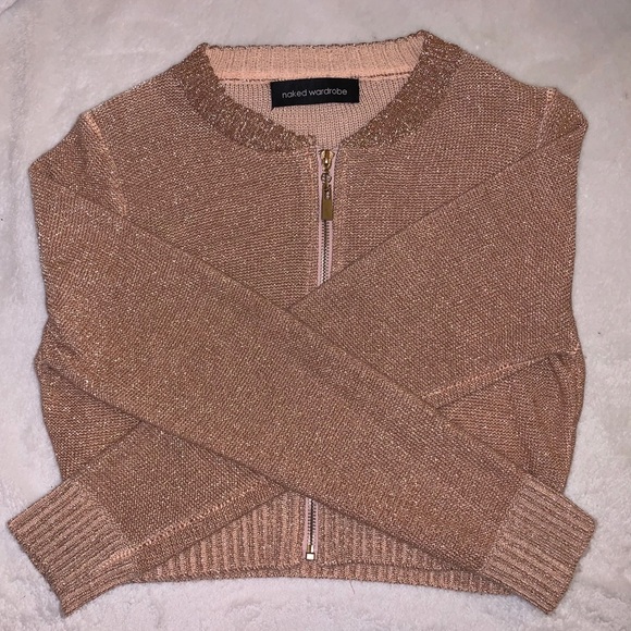 ✨Luxury Stunning Rose-Gold metallic sweater jacket - Picture 7 of 7